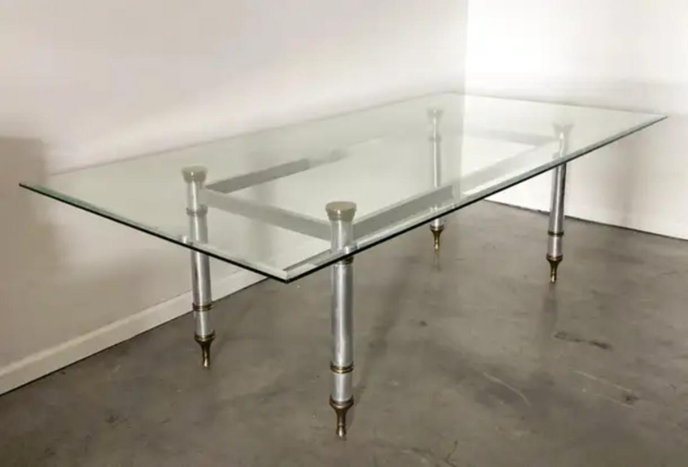 1960s Maison Jansen Steel and Brass Dining Table