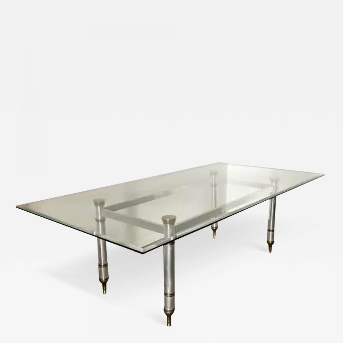 1960s Maison Jansen Steel and Brass Dining Table