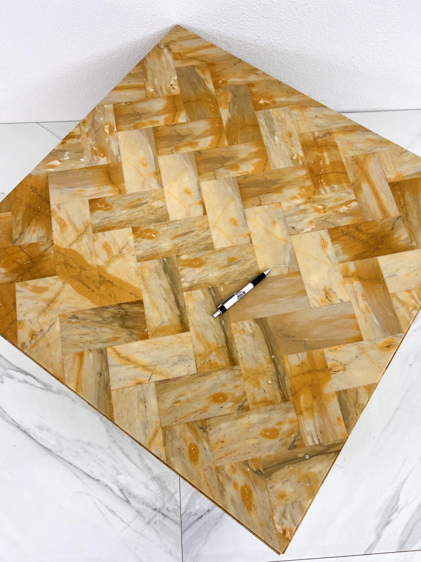 1970's Herringbone Onyx Pedestal Coffee Table