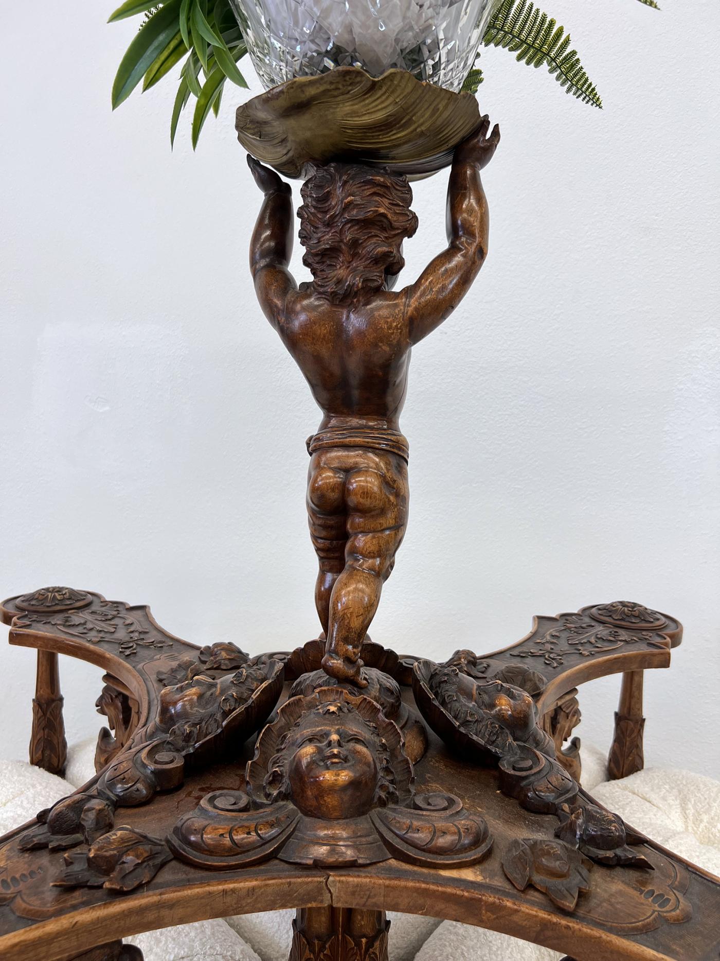 19th Century Carved Conversation Borne Settee Tête-à-tête