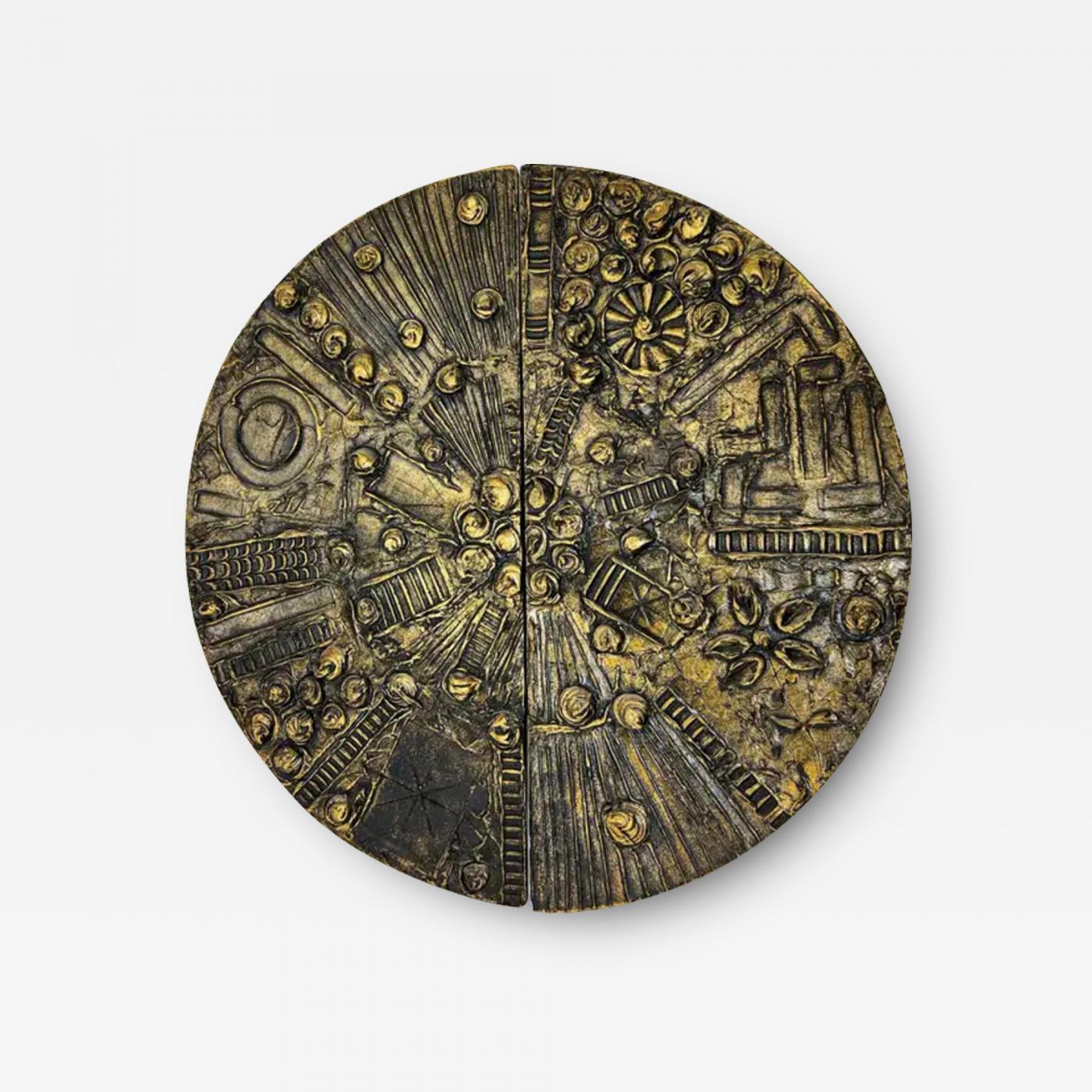 Monumental Adrian Pearsall Brutalist Wall Mounted Disc Dry Bar, 1970's