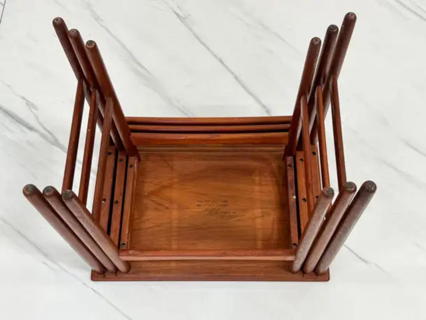 Hans J. Wegner Teak Nesting Tables Set "At-40" for Andreas Tuck, Denmark, 1960s