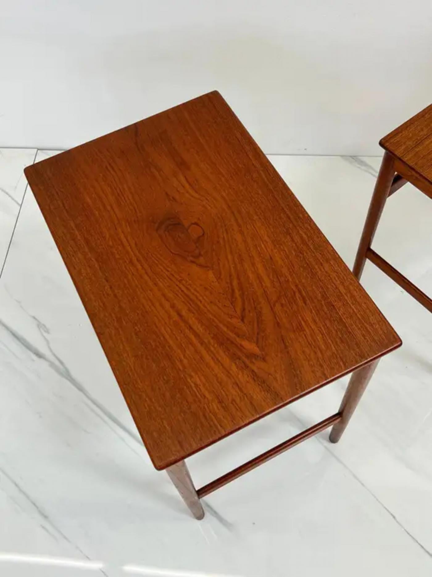 Hans J. Wegner Teak Nesting Tables Set "At-40" for Andreas Tuck, Denmark, 1960s