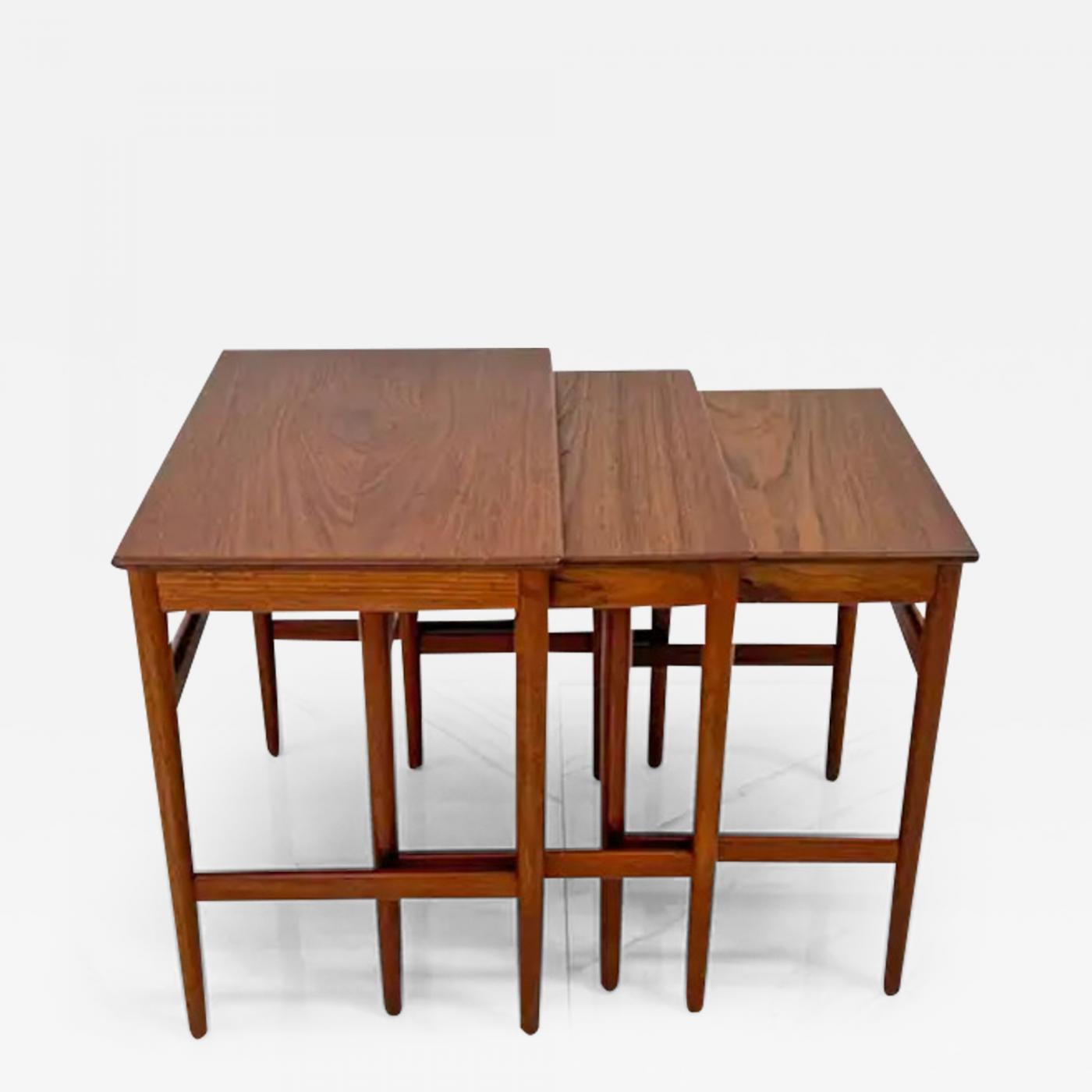 Hans J. Wegner Teak Nesting Tables Set "At-40" for Andreas Tuck, Denmark, 1960s