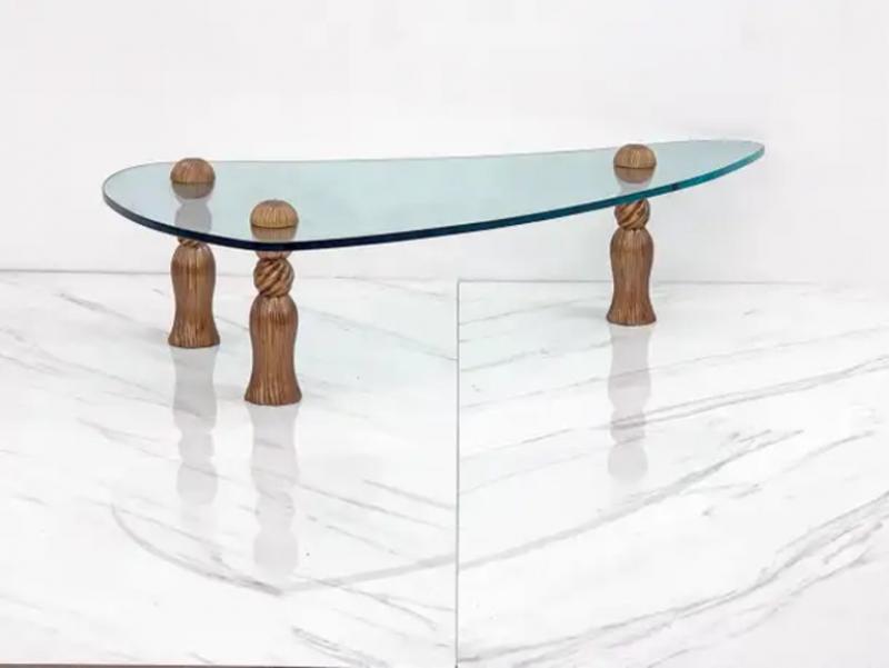 Arthur Court Biomorphic Glass Tassel Coffee Table