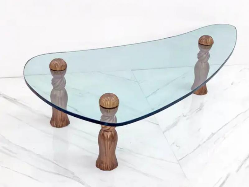 Arthur Court Biomorphic Glass Tassel Coffee Table