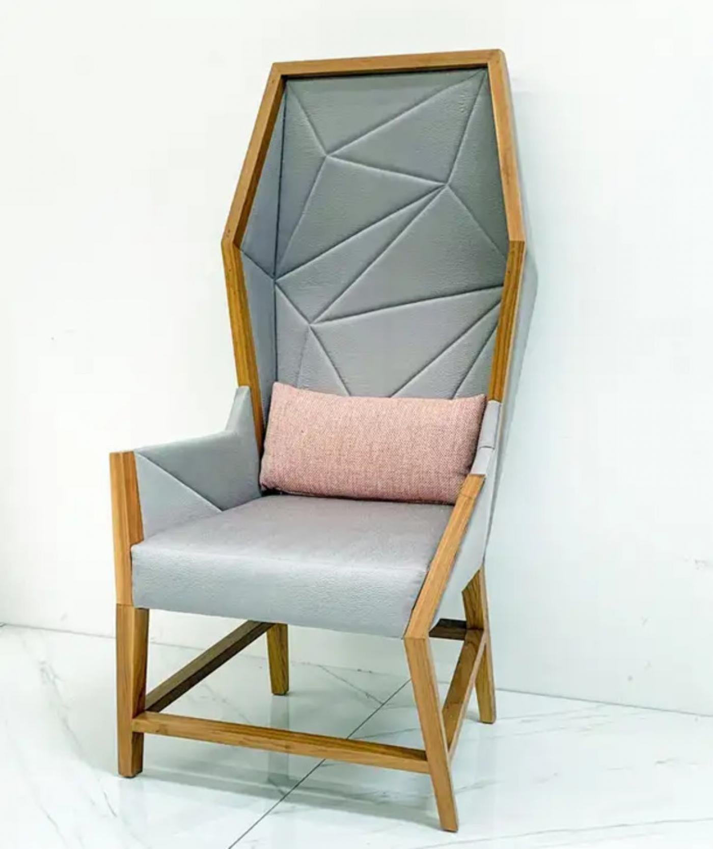 Bias Hooded Lounge Chair, Faceted Wingback Inspired by Louis XV Sentry