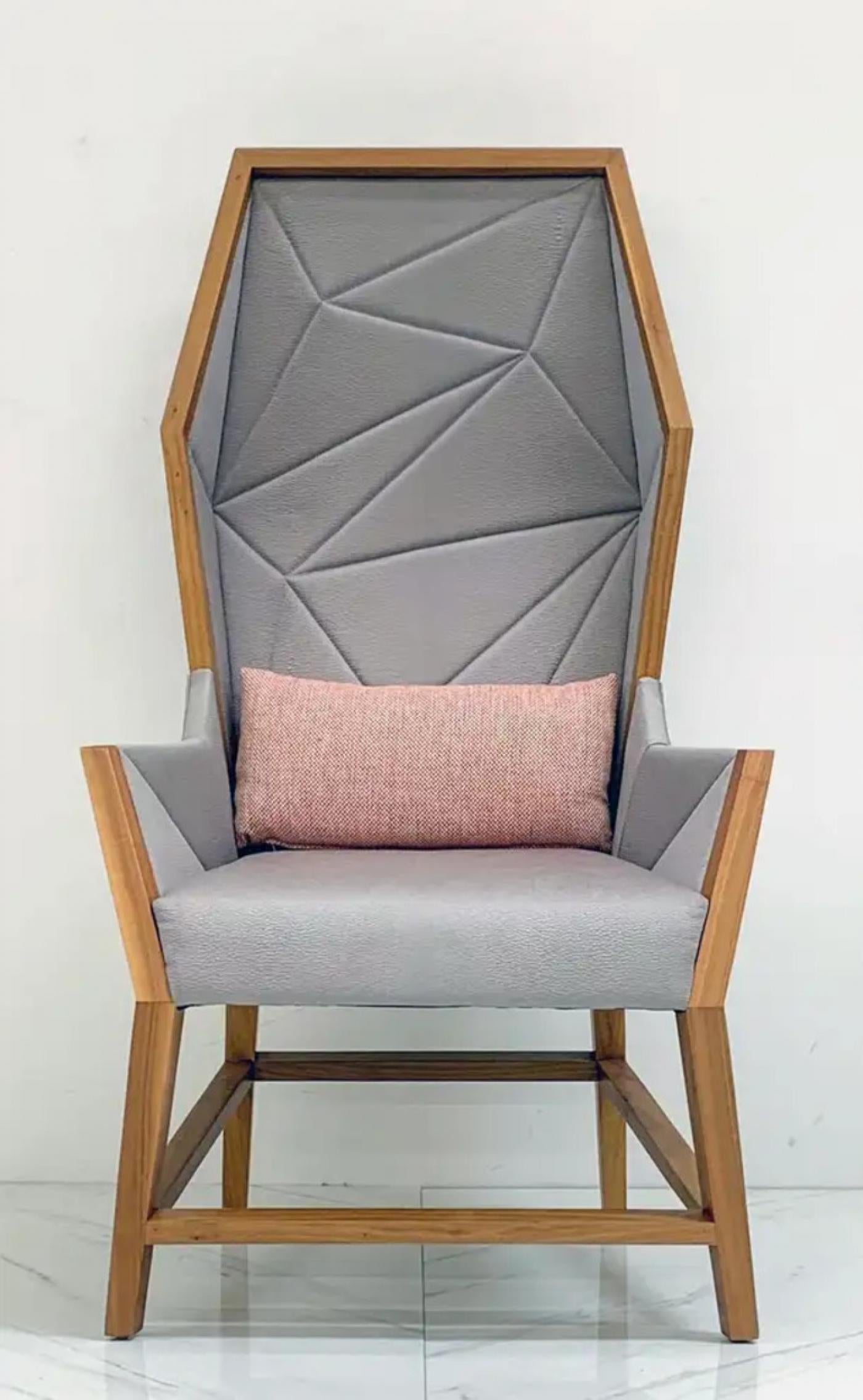 Bias Hooded Lounge Chair, Faceted Wingback Inspired by Louis XV Sentry