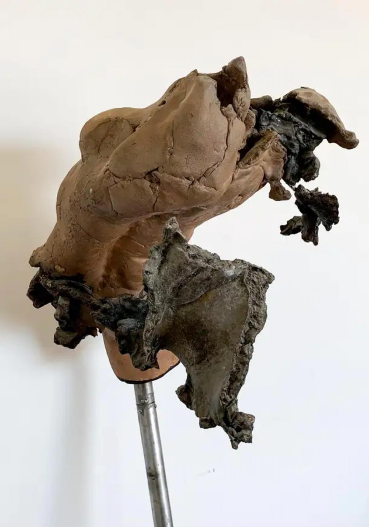 Brutalist Ceramic and Bronze Female Bust "Study on A Female Body", 1970s