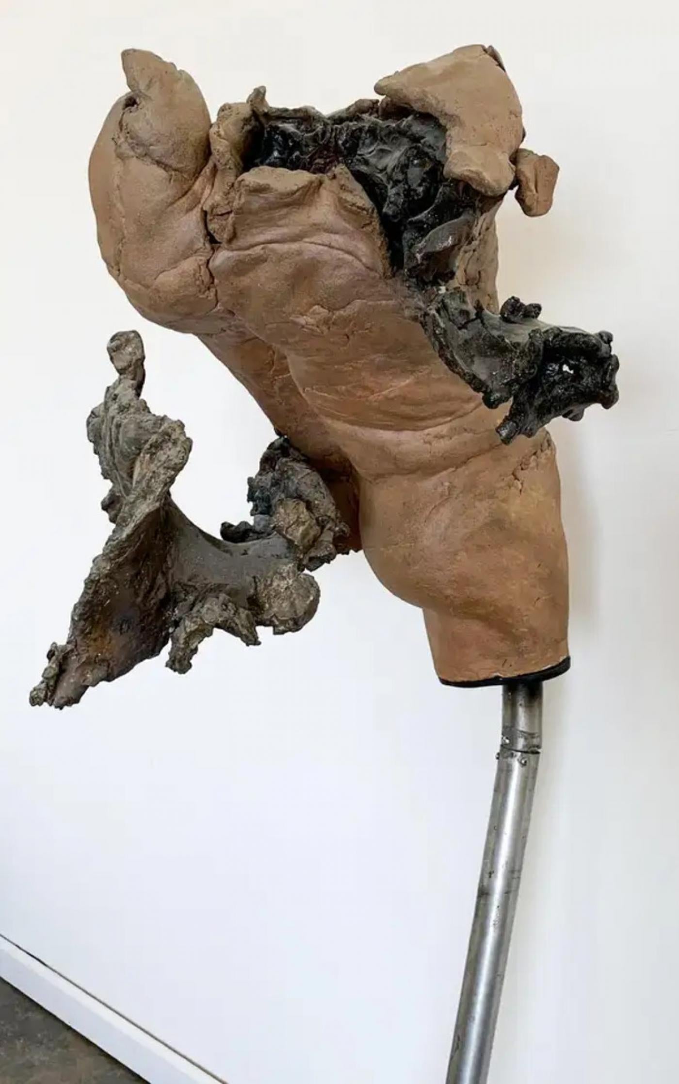 Brutalist Ceramic and Bronze Female Bust "Study on A Female Body", 1970s