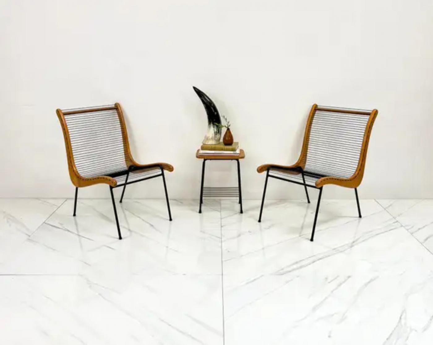 String Chairs With Matching Table by Carl Koch, Vermont Tubbs, 1950's