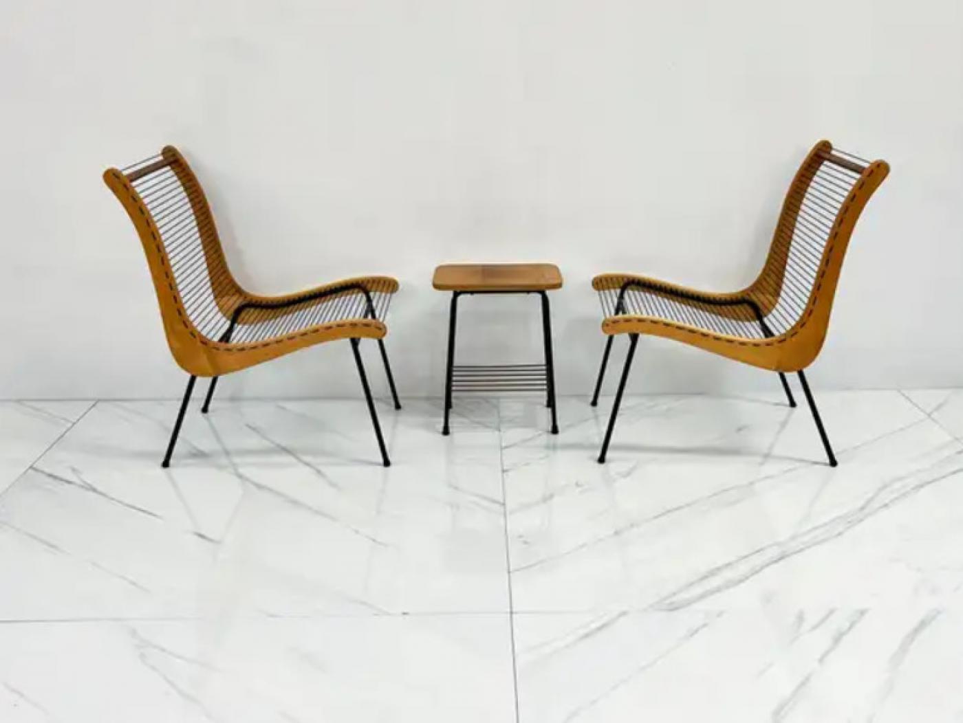 String Chairs With Matching Table by Carl Koch, Vermont Tubbs, 1950's