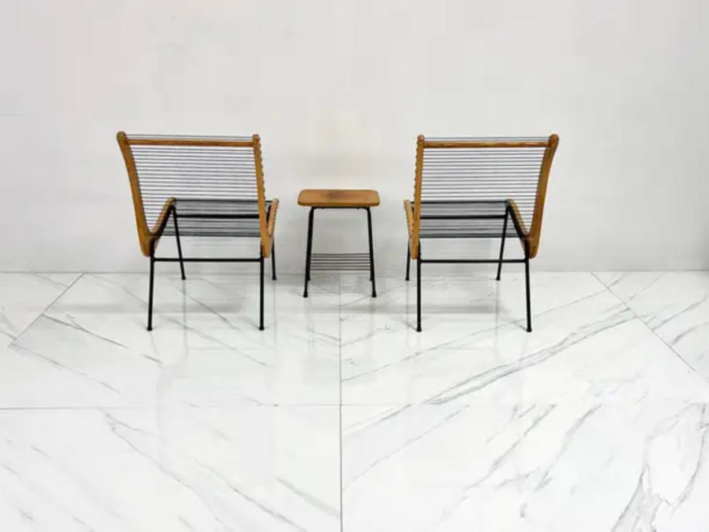 String Chairs With Matching Table by Carl Koch, Vermont Tubbs, 1950's
