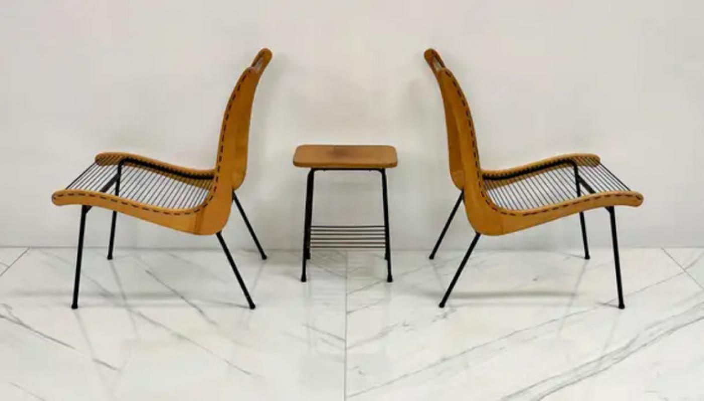 String Chairs With Matching Table by Carl Koch, Vermont Tubbs, 1950's