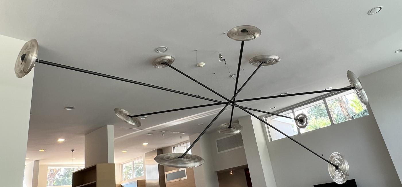 Monumental 10 Light Fresnel Sunflower Chandelier by Dirk van der Kooij
