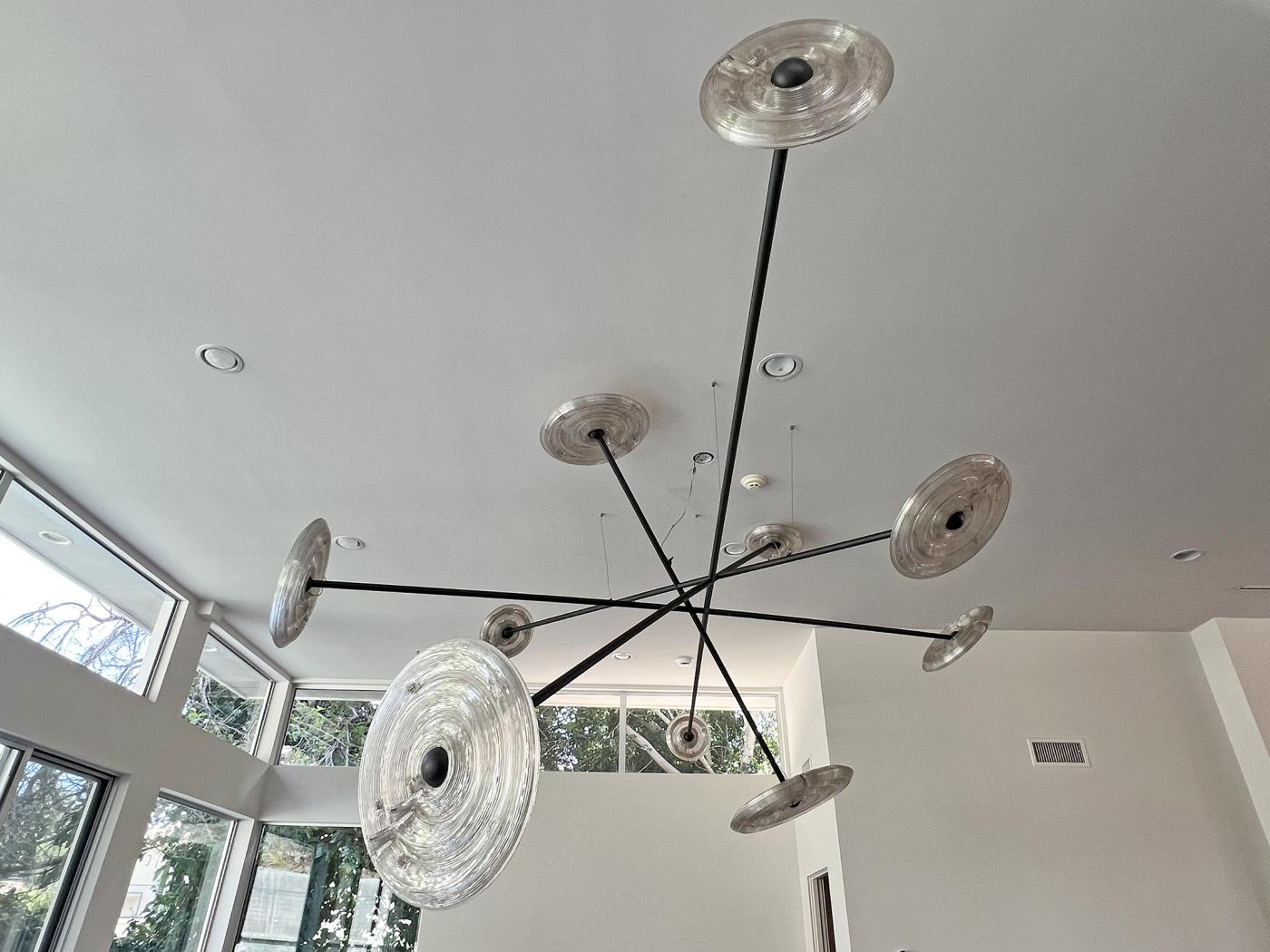 Monumental 10 Light Fresnel Sunflower Chandelier by Dirk van der Kooij