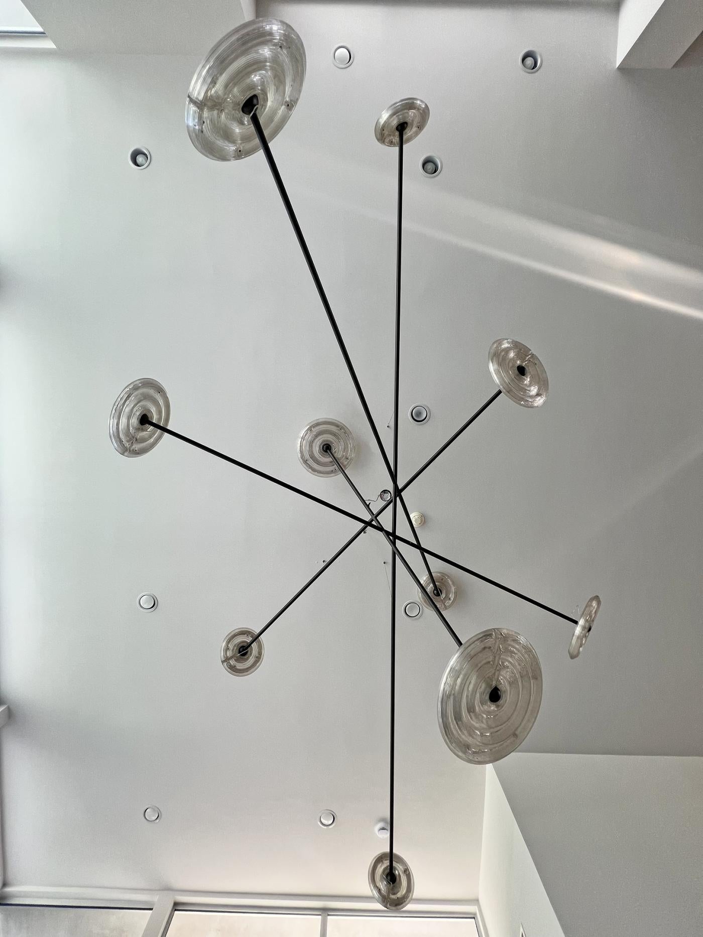 Monumental 10 Light Fresnel Sunflower Chandelier by Dirk van der Kooij