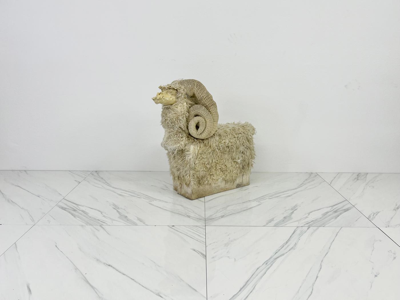 Bighorn Sheep Sculpture Bench by Edna Cataldo, Manner of François-Xavier Lalanne