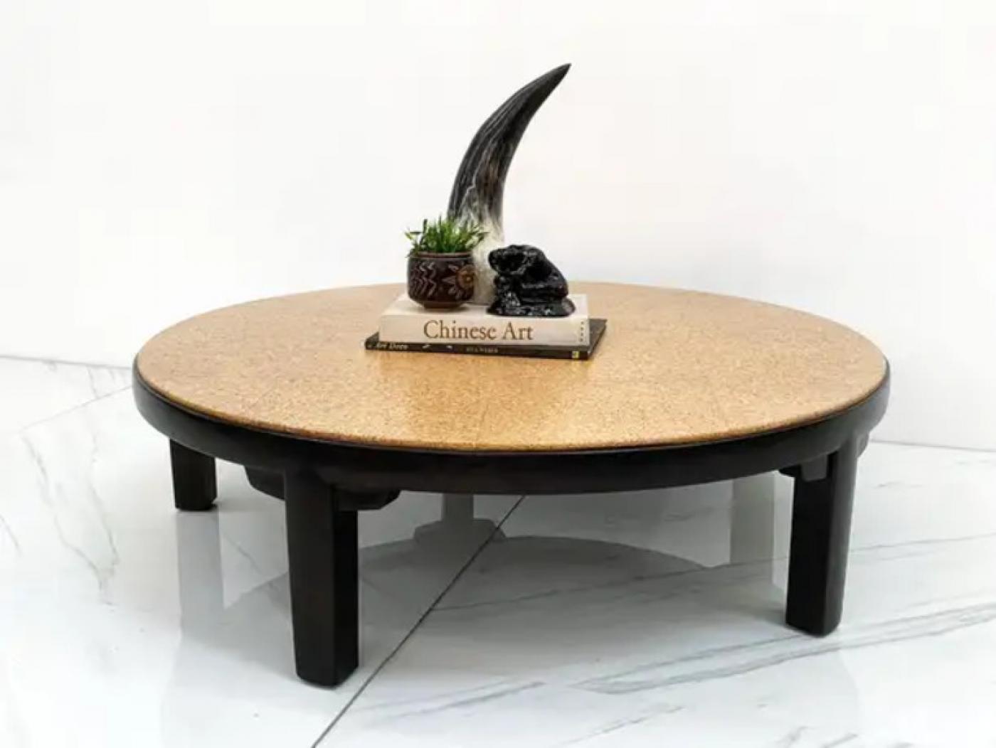 Rare Edward Wormley for Dunbar Cork Top Ebonized Coffee Table