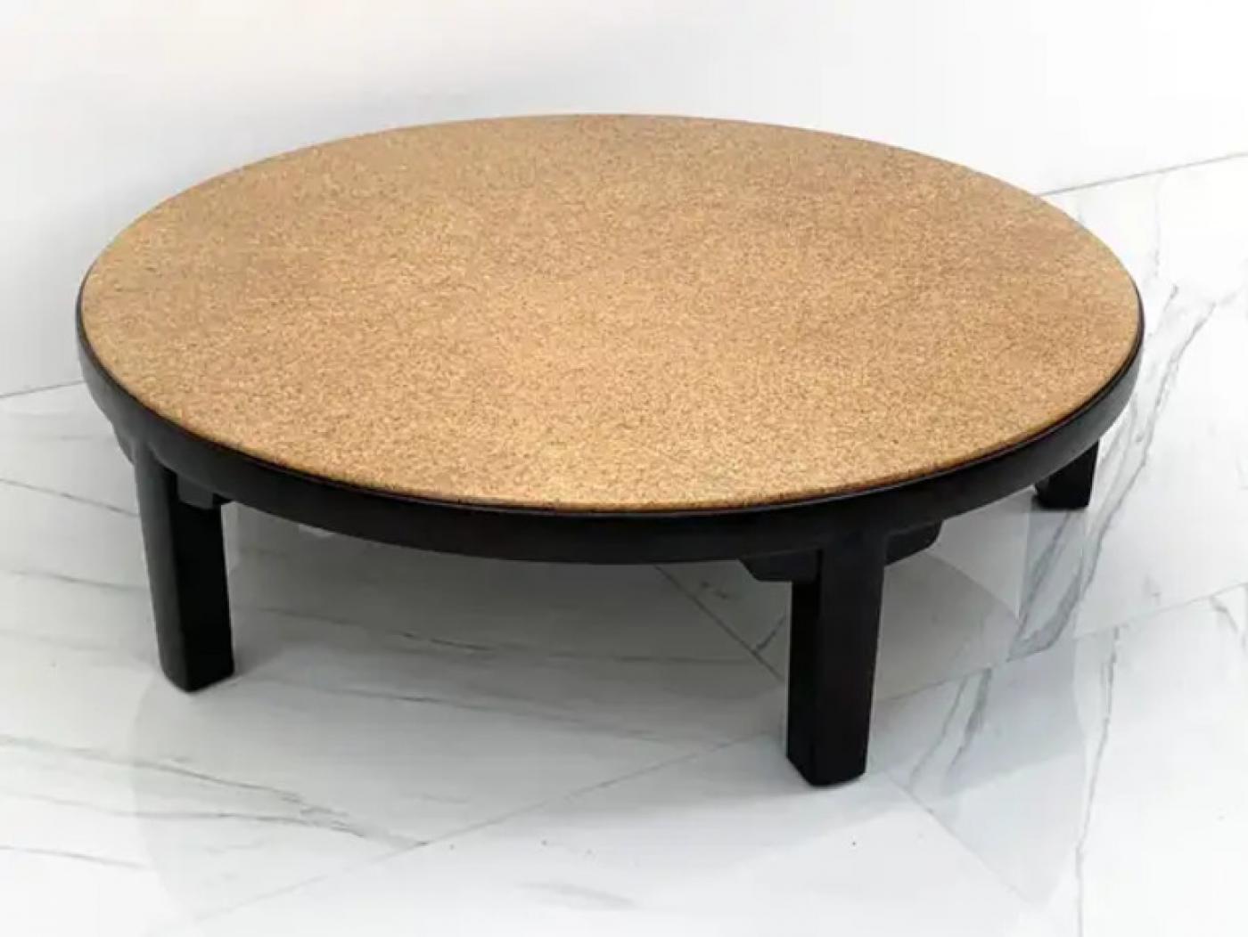 Rare Edward Wormley for Dunbar Cork Top Ebonized Coffee Table