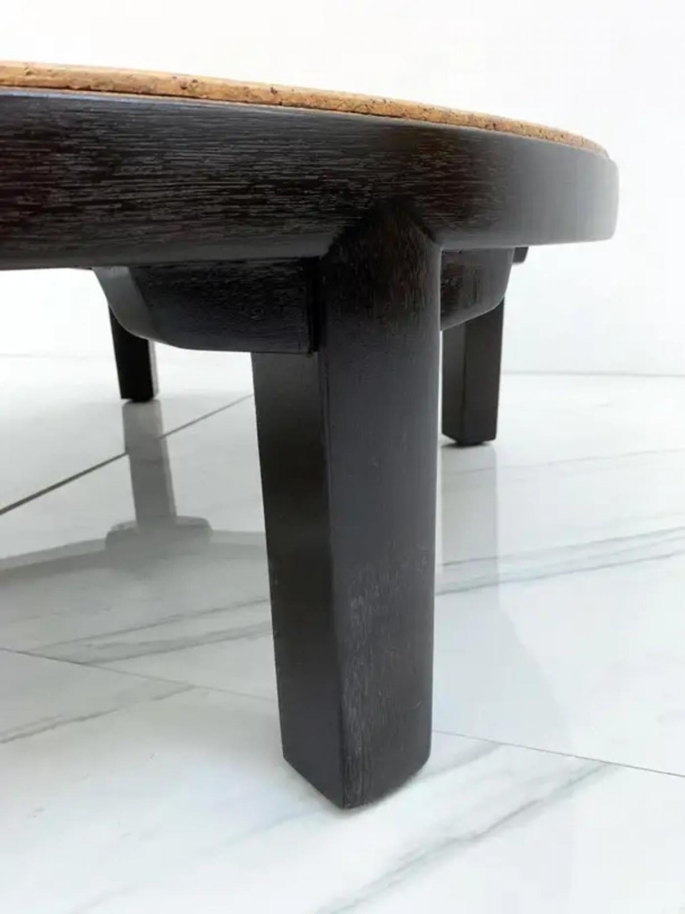 Rare Edward Wormley for Dunbar Cork Top Ebonized Coffee Table