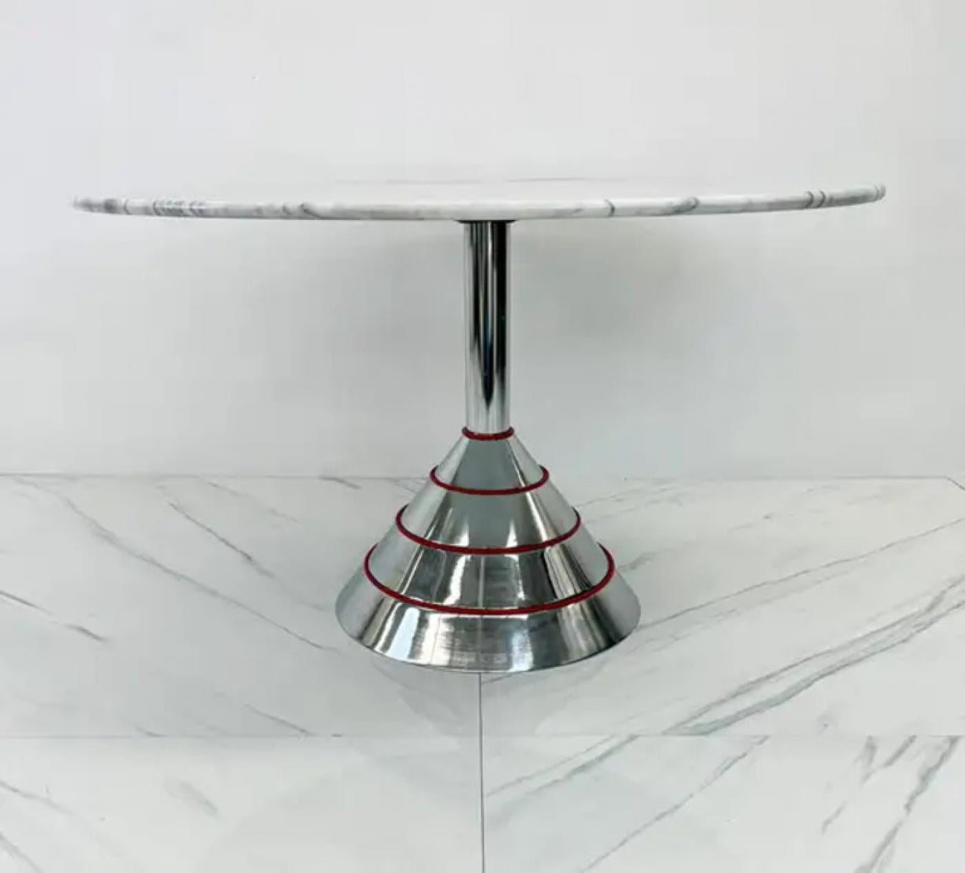 1980s Post Modern Memphis Milano Style Dining Table, Carrara Marble Top