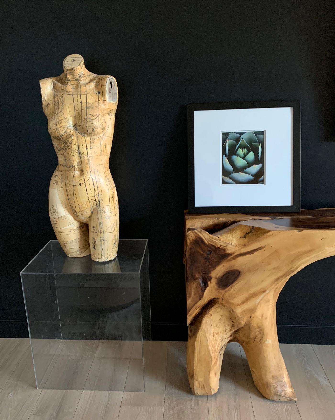 Monumental Free Form Acacia Console Table In the Style of George Nakashima