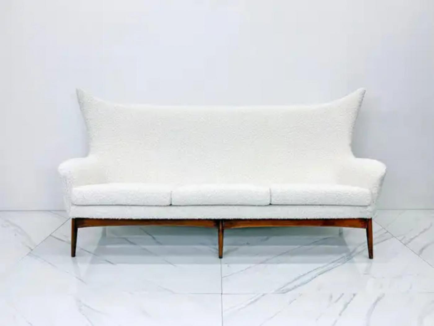Sculptural Wingback Sofa by H.W. Klein for Bramin Mobler of Denmark, 1950's