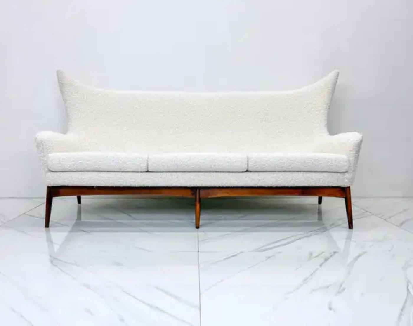 Sculptural Wingback Sofa by H.W. Klein for Bramin Mobler of Denmark, 1950's