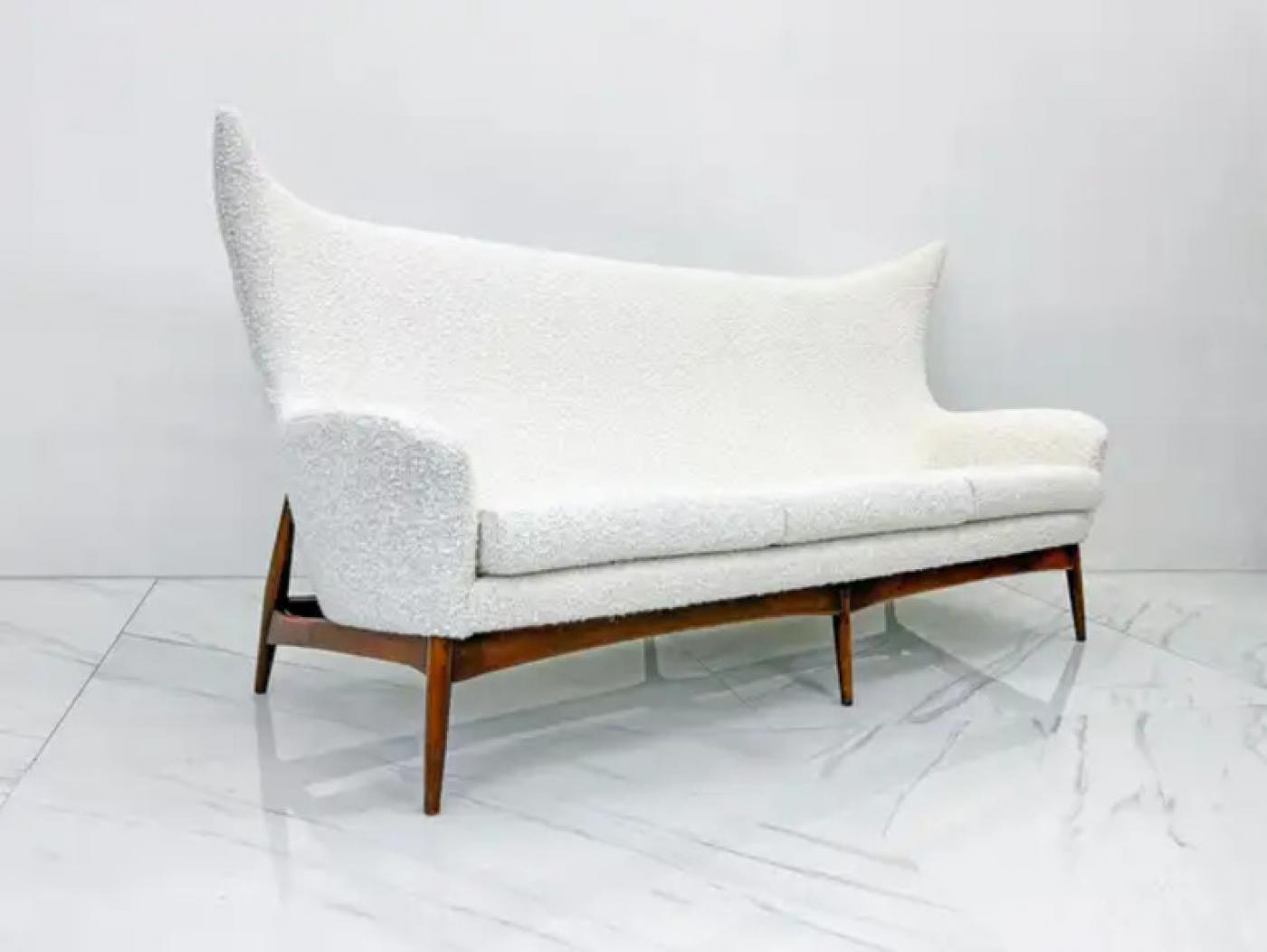 Sculptural Wingback Sofa by H.W. Klein for Bramin Mobler of Denmark, 1950's