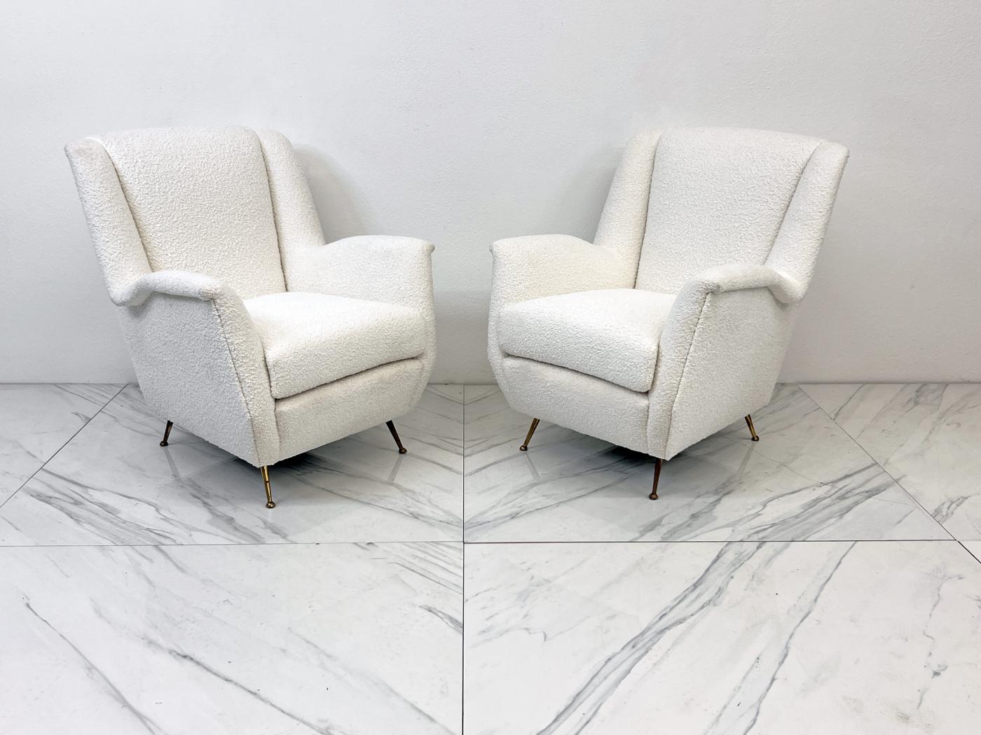 Italian Wingback Lounge Chairs, A Pair, ISA Bergamo, 1960's