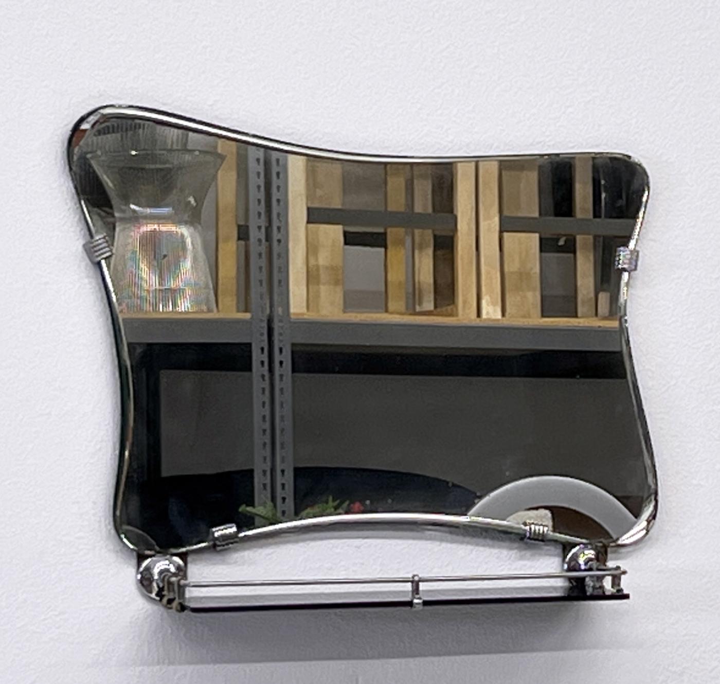 Italian Modern Asymmetrical Mirror With Shelf