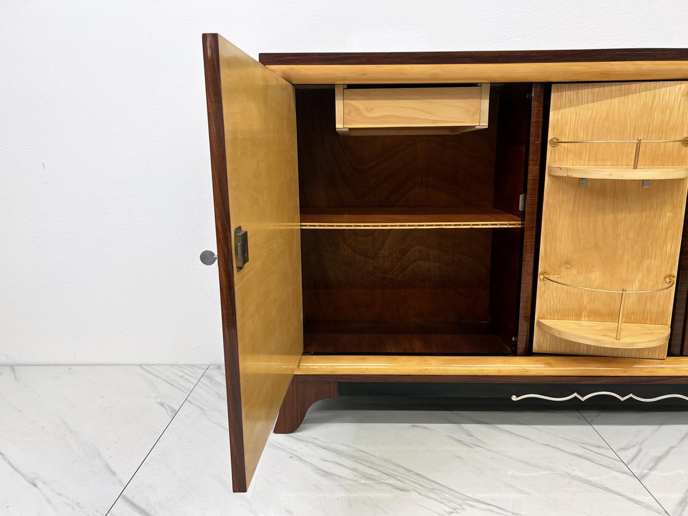 French Art Deco Rosewood Sideboard With Bar, 1940's