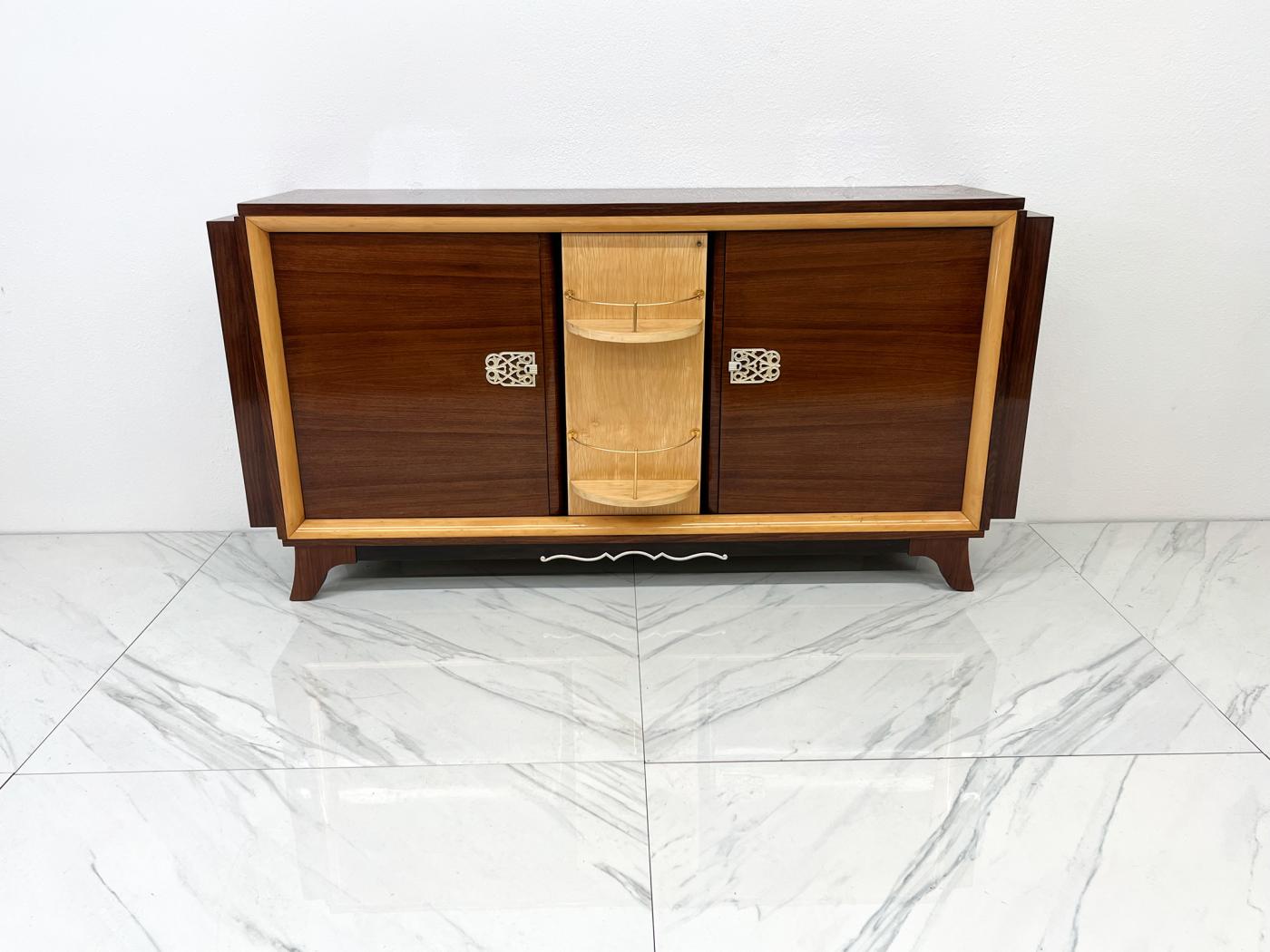 French Art Deco Rosewood Sideboard With Bar, 1940's