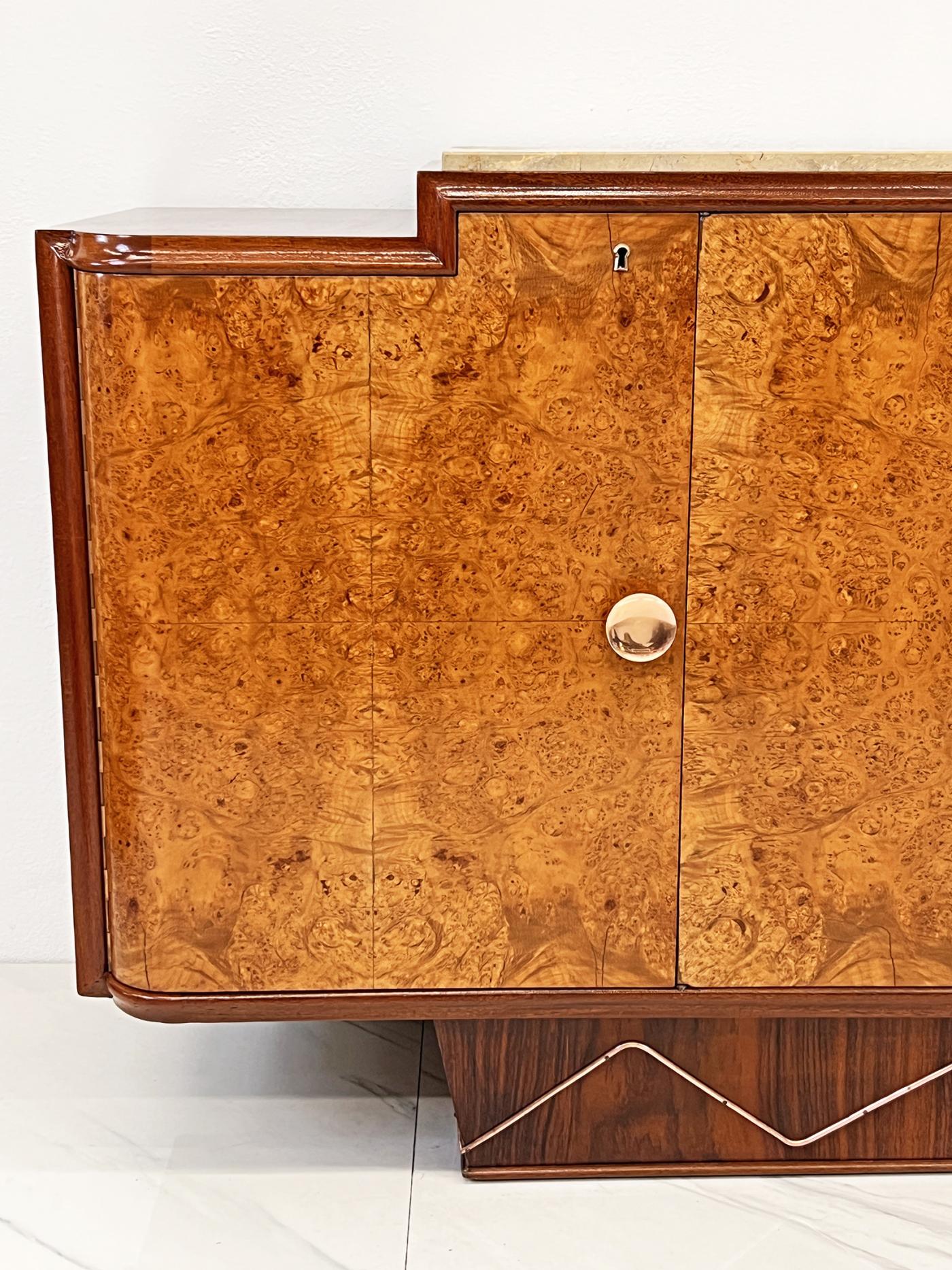 Monumental 119" Long French Art Deco Credenza Style of Jules Leleu