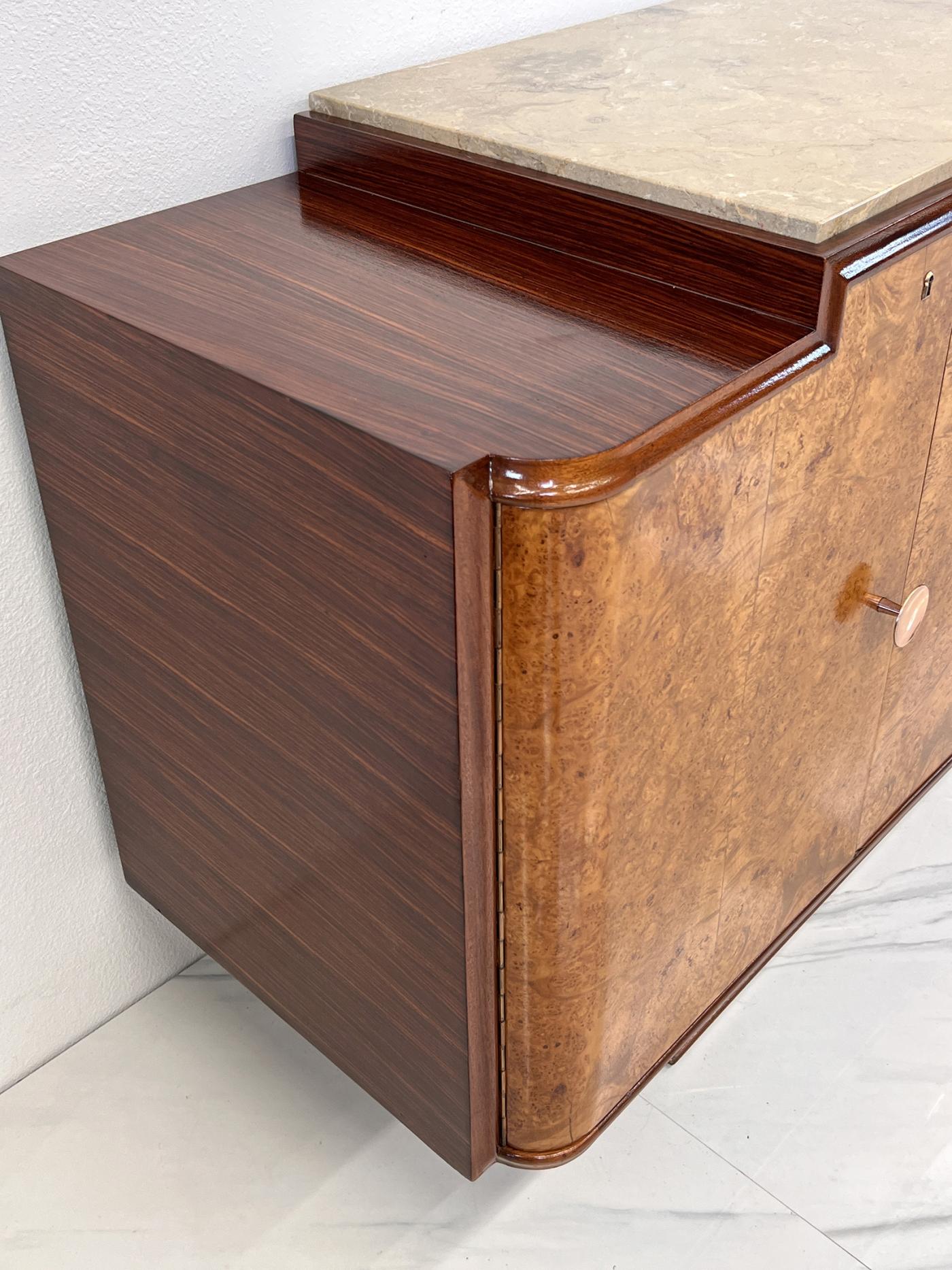 Monumental 119" Long French Art Deco Credenza Style of Jules Leleu