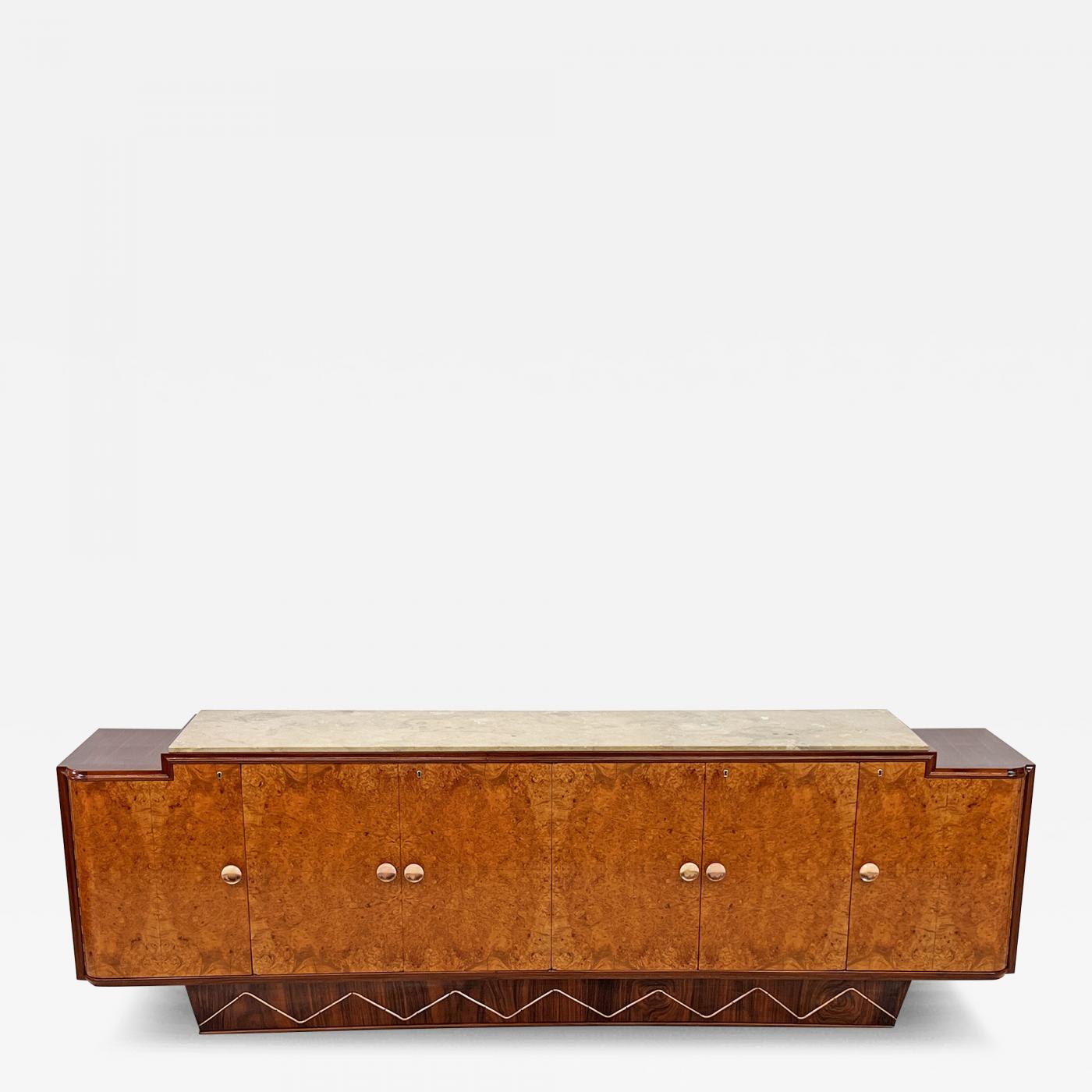 Monumental 119" Long French Art Deco Credenza Style of Jules Leleu