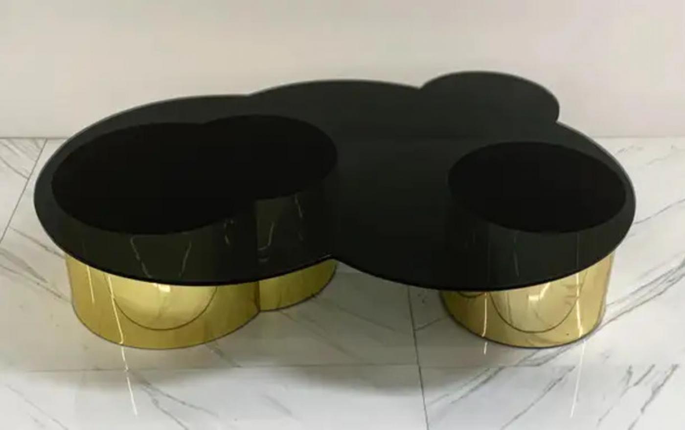 Free Form Biomorphic Brass and Glass Coffee Table, 1970's