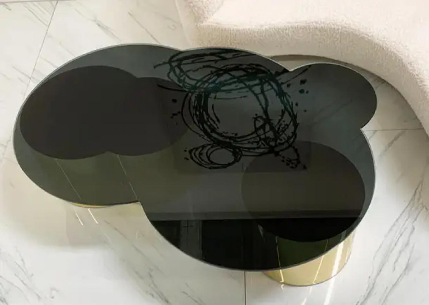 Free Form Biomorphic Brass and Glass Coffee Table, 1970's