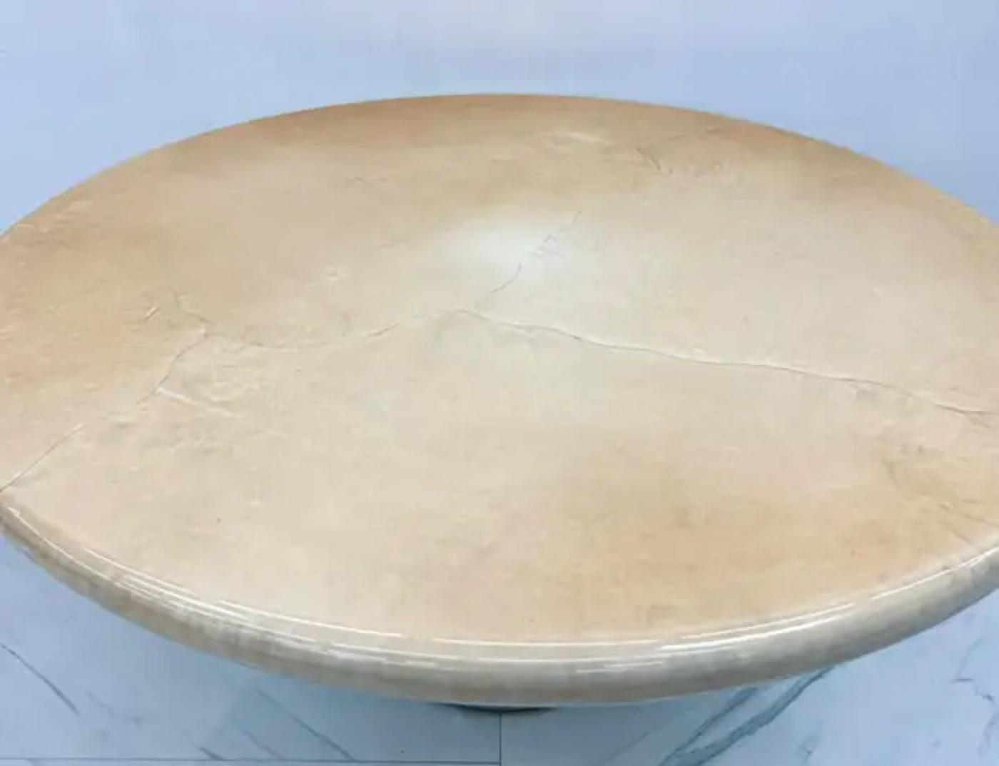 Karl Springer Goatskin Dining Table With Custom Chrome Drum Base