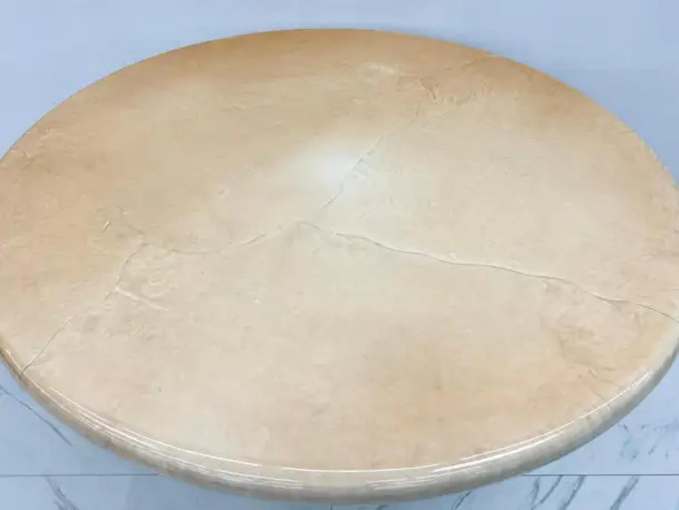 Karl Springer Goatskin Dining Table With Custom Chrome Drum Base