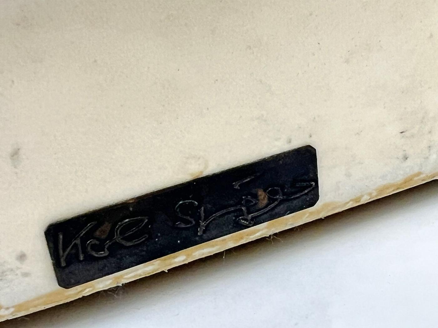 Patinated Karl Springer JMF Goatskin Console Table, Signed, 1970's