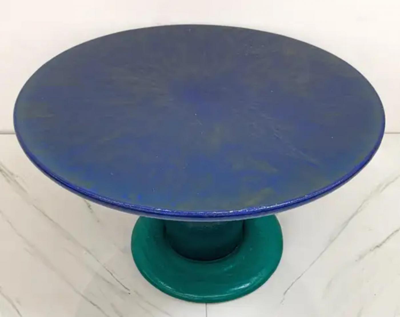 Sunburst Mushroom Table in Green and Blue, Louis Durot, 1990's