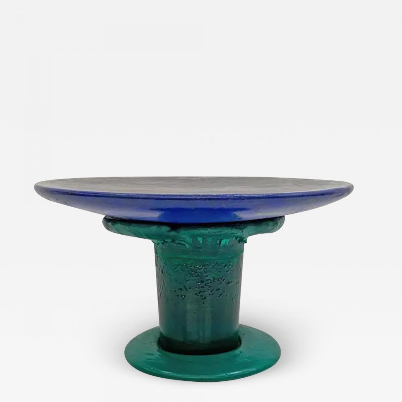 Sunburst Mushroom Table in Green and Blue, Louis Durot, 1990's