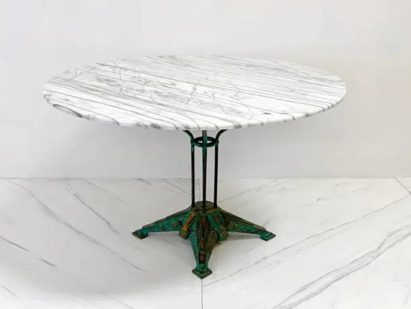 Louis Vuitton Iron and Marble Dining or Center Table, 1930s