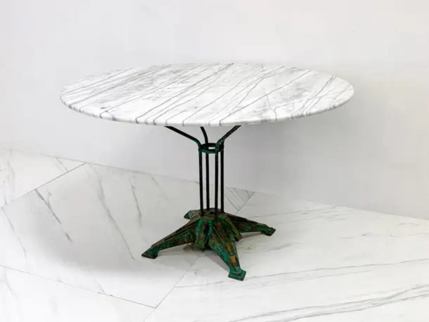 Louis Vuitton Iron and Marble Dining or Center Table, 1930s