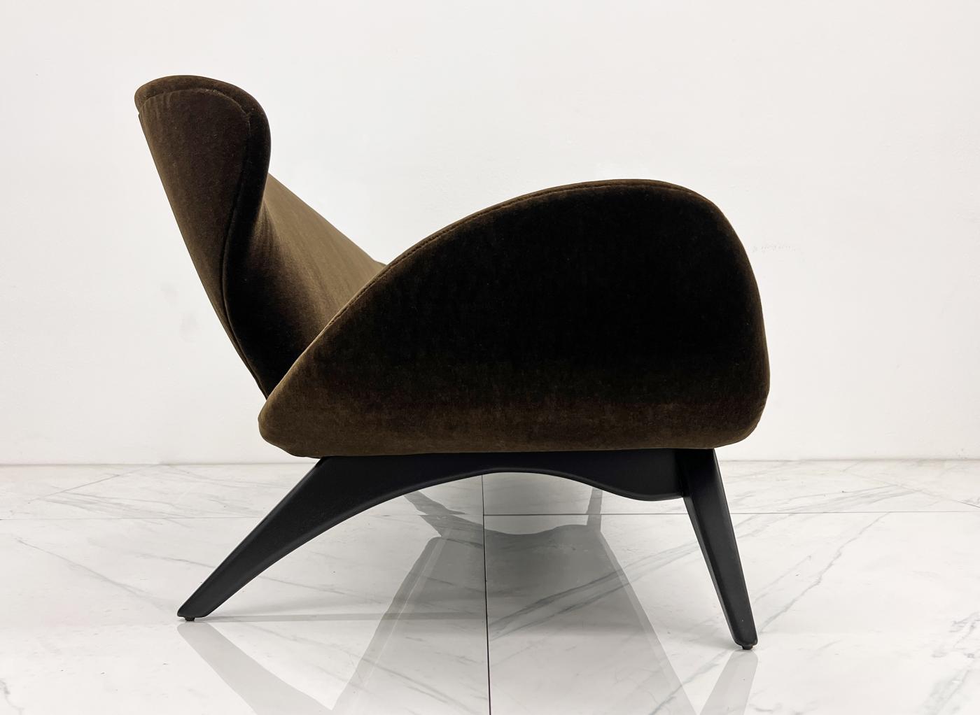 Luigi Tiengo No. 500-13 Sofa in Chocolate Mohair for Cimon Montréal, 1960's