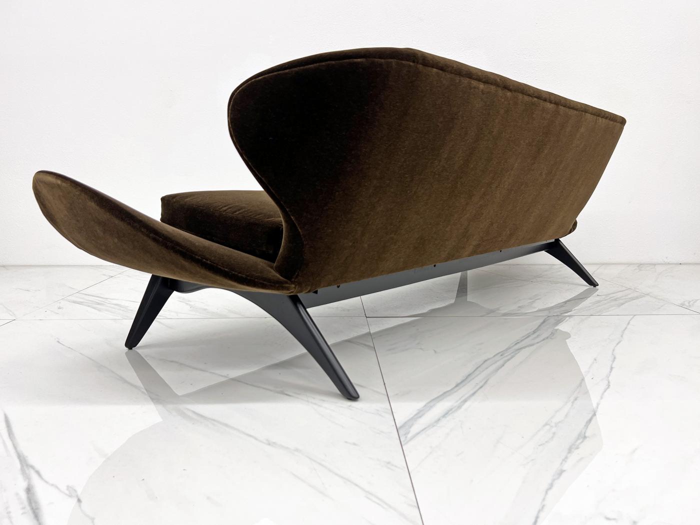 Luigi Tiengo No. 500-13 Sofa in Chocolate Mohair for Cimon Montréal, 1960's