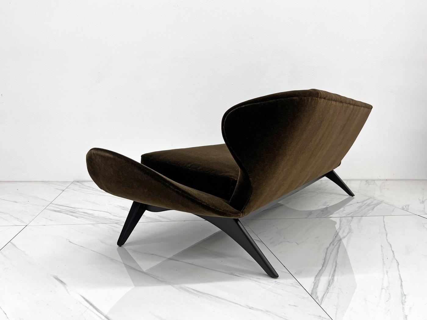 Luigi Tiengo No. 500-13 Sofa in Chocolate Mohair for Cimon Montréal, 1960's