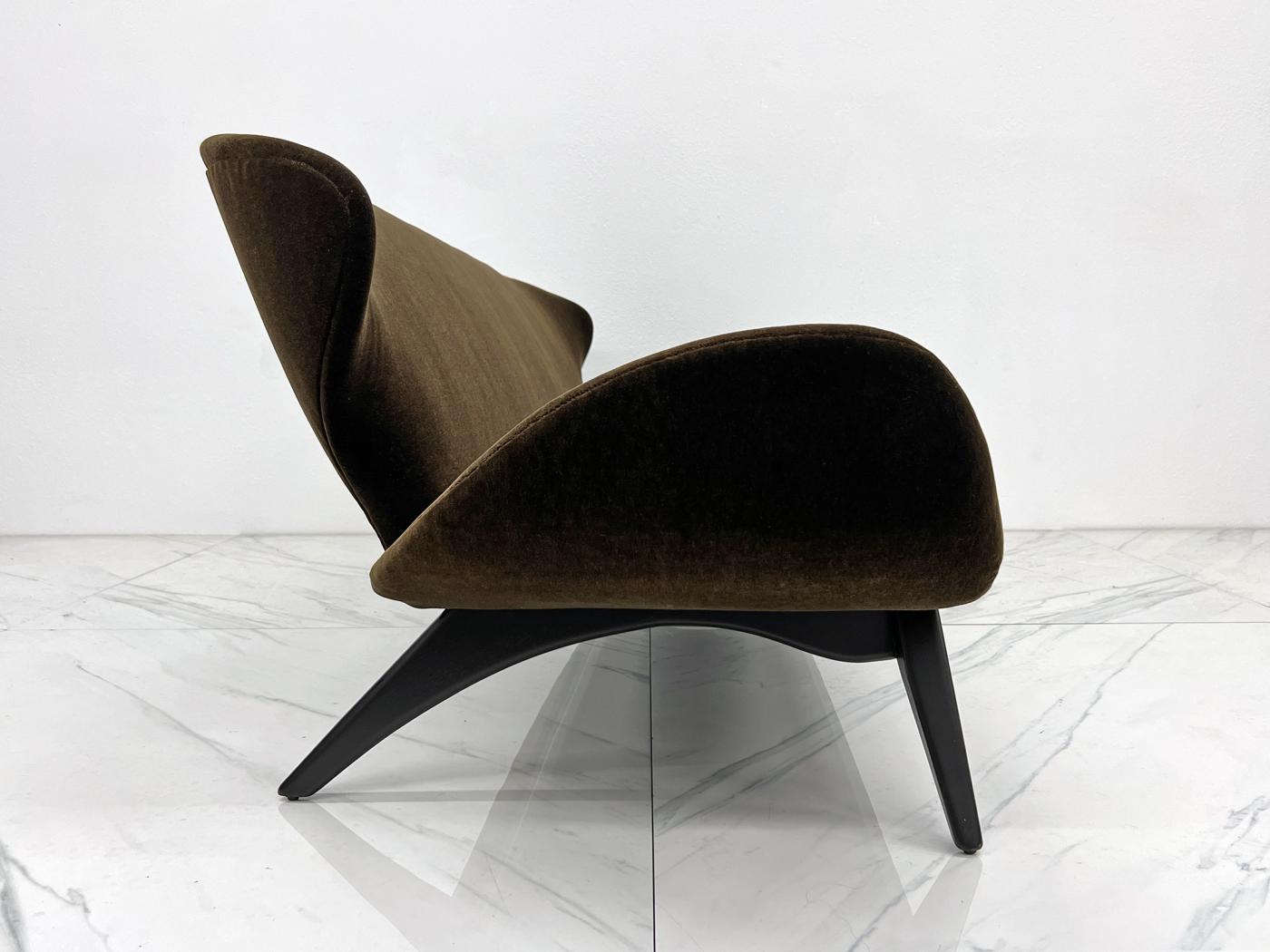 Luigi Tiengo No. 500-13 Sofa in Chocolate Mohair for Cimon Montréal, 1960's